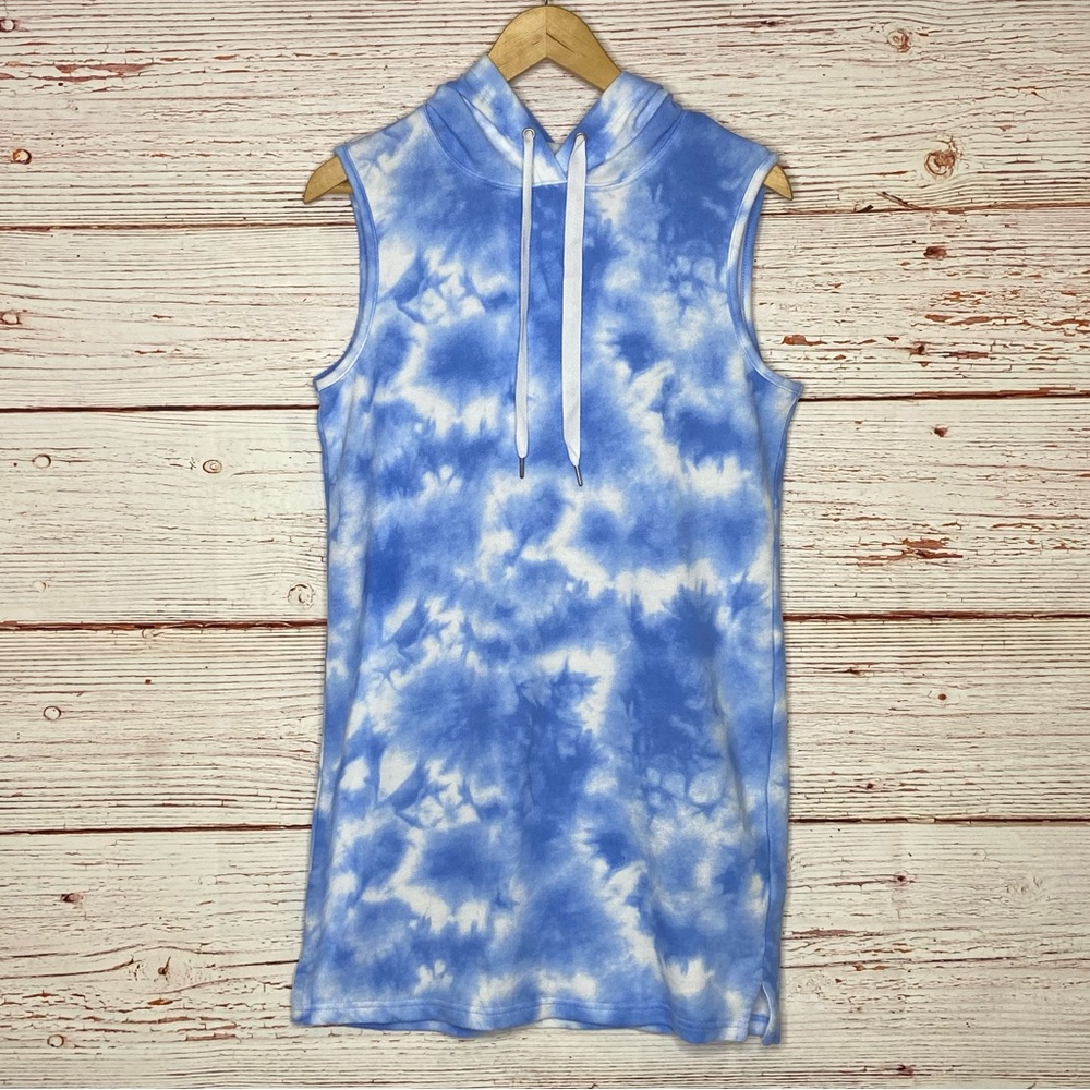 C&C California Blue and White Tie Dye Hoodie Dress Sz XS